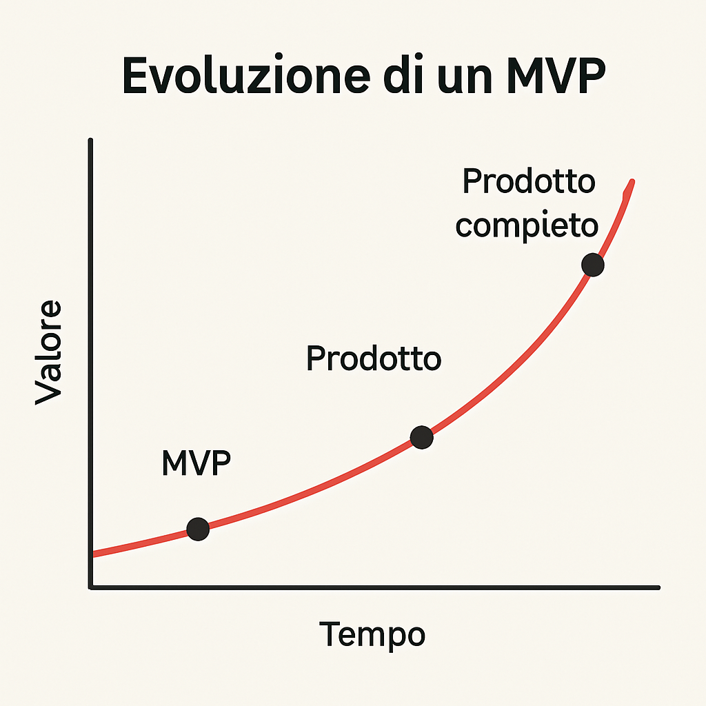 Immagine di un grafico che mostra l'evoluzione di un MVP nel tempo.
